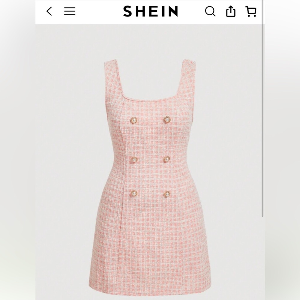 SHEIN MOD  Blush Tweed Mini Dress in‎ Chanel Like look. NWT. Retail 30
